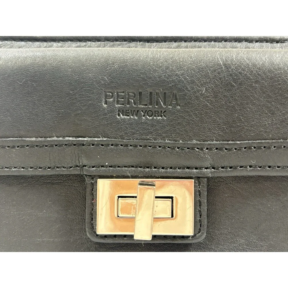 Perlina New York Women’s Black Leather Clutch Wallet